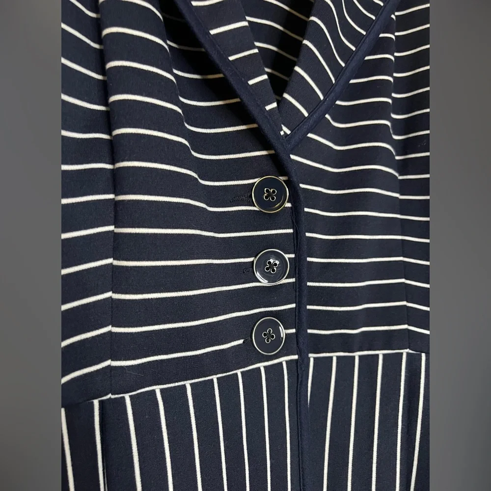 Sandro Studio Striped Blazer Navy & White - Picture 4 of 7